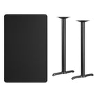 Flash Furniture 30" x 48" Rectangular Black Laminate Table Top with 5" x 22" Bar Height Table Bases-Black Laminate Top