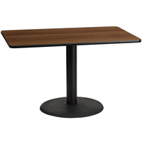 Flash Furniture 30" x 48" Rectangular Walnut Laminate Table Top with 24" Round Table Height Base-Hospitality Table