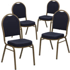 Flash Furniture HERCULES Series Dome Back Stacking Banquet Chairs with Navy Patterned Fabric & Gold Frame - 4 Pack-Set of 4 Multipurpose Banquet Chairs