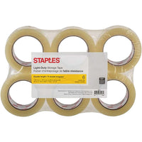Staples Double-Length Packaging Tape, 48 mm x 100m, 2.2-mil, 6 Pack-Strong and durable packaging tape designed for heavy-duty storage and shipping needs