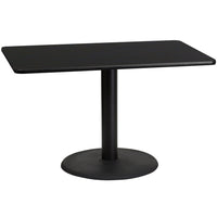 Flash Furniture 30" x 48" Rectangular Black Laminate Table Top with 24" Round Table Height Base-Hospitality Table