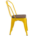 Flash Furniture Metal Stackable Chair with Wood Seat - Yellow-Stack Quantity: 8