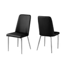 Monarch Specialties 1034 Dining Chair - Black Leather-Look/Chrome - 2 Pack-Black Leather-look, Chrome