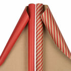JAM Paper -  Emballage cadeau - Papier d'emballage combiné rayures et unis - 50 pieds carrés au total - Rouge - 2/paquet-Couleur : kraft rouge et rayé rouge, Le papier d'emballage coloré donnera envie à tous de découvrir ce qu'il y a à l'intérieur