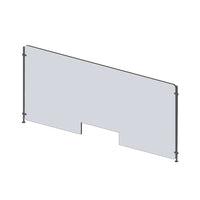 Mark Maker Rod Sneeze Guard - 47.5" W x 23.5" H panel 1/4" Clear Acrylic and 24" high aluminum rod set -with 4"x12" pass through-Optimal social distancing between two groups of people