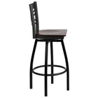 Flash Furniture HERCULES Series Black "X" Back Swivel Metal Barstool with Walnut Wood Seat - Black-"X" Back Design