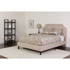 Flash Furniture Brighton Queen Size Tufted Upholstered Platform Bed in Beige Fabric with Pocket Spring Mattress-Arched Headboard