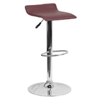 Flash Furniture Contemporary Burgundy Vinyl Adjustable Height Barstool with Solid Wave Seat & Chrome Base-Low Back Design