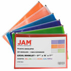 JAM Paper Plastic Envelopes with Zip Closure - Legal Booklet - 9 1/2" x 14 1/2" - Assorted - 6 Pack-Quantity: 6 per pack , Zip closure opens and closes quickly and reliably