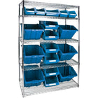 Kleton Heavy-Duty Wire Shelving Units With Storage Bins, 5 Tiers, 48" W x 74" H x 24" D-Depth: 24"