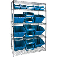 Kleton Heavy-Duty Wire Shelving Units With Storage Bins, 5 Tiers, 48" W x 74" H x 24" D-Depth: 24"