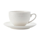 Maxwell & Williams Diamonds Round Demi Tasse Cup & Saucer - White - 4 Pack-Dinnerware