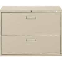 Staples Lateral File Cabinet, 2-Drawer, Sand-Positive interlocking system prevents tipping