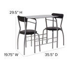 Flash Furniture Sutton 3 Piece Space-Saver Bistro Set with Black Glass Top Table & Black Vinyl Padded Chairs-Table