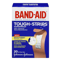 BAND-AID Brand TOUGH-STRIPS Waterproof Bandages, One Size, 20 Pack-Sheilds out water, dirt and germs - even when wet