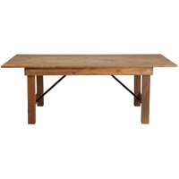 Flash Furniture HERCULES Series 7' x 40" Rectangular Antique Rustic Solid Pine Folding Farm Table-Rustic Style