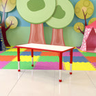 Flash Furniture 23.625"W x 47.25"L Rectangular Red Plastic Height Adjustable Activity Table with Grey Top-Red Plastic Table Edge with Safety Rounded Corners