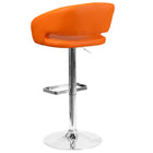 Flash Furniture Contemporary Orange Vinyl Adjustable Height Barstool with Rounded Mid-Back & Chrome Base-CA117 Fire Retardant Foam