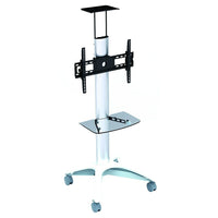 TygerClaw Mobile TV Stand with Media Shelf for 32" - 60" TV, 17.7" x 51.2" x 47.2", Black-32" - 60" TV Bracket & DVD Shelf Trolly