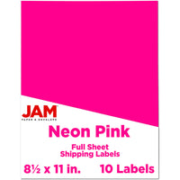 JAM Paper Full Page Sticker Paper Shipping Labels - 8-1/2" x 11" - Neon Pink - 10 Pack -English only packaging