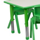 Flash Furniture 23.625"W x 47.25"L Rectangular Green Plastic Height Adjustable Activity Table Set with 6 Chairs-Primary Green Colour