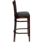 Flash Furniture HERCULES Series Ladder Back Walnut Wood Restaurant Barstool - Black Vinyl Seat-Ladder Back Design