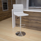 Flash Furniture Contemporary Vinyl Adjustable Height Barstool with Horizontal Stitch Back & Chrome Base - White-Height Adjustable Seat with Gas Lift