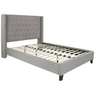 Flash Furniture Riverdale Full Size Tufted Upholstered Platform Bed - Light Grey Fabric-Panel Headboard