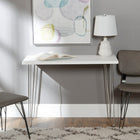 Walker Edison 42" Hairpin Leg Wood Writing Desk - White-Chrome-painted metal legs for a glam style