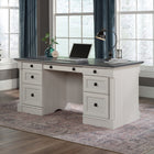 Sauder 65"W Palladia Executive Desk - Glacier Oak-   Two pencil drawers and two storage drawers feature metal runners with safety stops