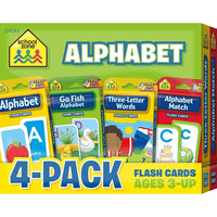 School Zone Alphabet Flash Card, 4 Pack (SZP04043)-Our proven flash cards and game and puzzle cards introduce ABCs, beginning sounds, and word-picture associations.