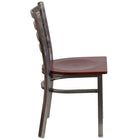 Flash Furniture HERCULES Series Clear Coated Ladder Back Metal Restaurant Chair - Mahogany Wood Seat-Ladder Back Design