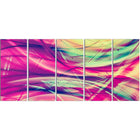 Designart Pink and Yellow Vintage Abstract 5-Panel Contemporary Canvas Art Print, (PT3063-401)-Print