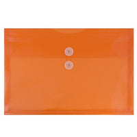 JAM Paper Plastic Envelopes with Button and String Tie Closure, Legal Booklet, 9.75 x 14.5, Orange Poly, 12 Pack (219B1OR)-Orange