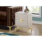 Monarch Specialties 3493 Accent Table - 24"H/Beige Marble/Gold Metal-Two large storage drawers with unique gold metal drawer pulls