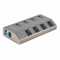 StarTech 4-Port Self-Powered USB-C Hub with Individual On/Off Switches - Space Grey-Each port supports BC 1.2, providing 1.5A (7.5W) of power simultaneously (30W total)