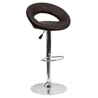 Flash Furniture Contemporary Brown Vinyl Rounded Orbit-Style Back Adjustable Height Barstool with Chrome Base-Round-Orbit Style Low Back