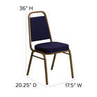 Flash Furniture HERCULES Series Trapezoidal Back Stacking Banquet Chair in Navy Patterned Fabric - Gold Frame-2.5'' Thick Seat Cushion