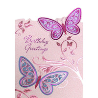 Rosedale 5-1/2" x 8" Happy Birthday Butterflies Greeting Cards And Envelopes, 6 Pack (19718)-Printed on premium uncoated card stock