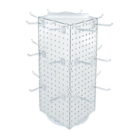 Azar Interlock Peg Tower with Revolving Base and Hooks - 8" x 8" x 20" - Clear-Sold in multiples of: 1