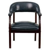 Flash Furniture Navy Vinyl Luxurious Conference Chair with Accent Nail Trim-Captain's Chair