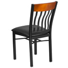 Flash Furniture Eclipse Series Vertical Back Black Metal & Cherry Wood Restaurant Chair with Black Vinyl Seat-Black Vinyl Upholstered Seat