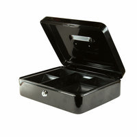 Eddie's Portable Lockable Metal Cash Box - 12" H x 9-1/2" W x 3-1/2" D - Black-Cash Box