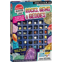 Klutz Maker Lab: Rocks, Gems & Geodes-Comes with 36 rocks, display tray, crystal powder, geode mold, plaster, and magnifying glass