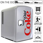 Coca-Cola Diet Coke Portable 6 Can Thermoelectric Mini Fridge Cooler/Warmer - 4 L / 4.2 qt-Efficient reliable thermoelectric cooling and warming technology