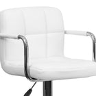 Flash Furniture Contemporary Quilted Vinyl Adjustable Height Barstool with Arms & Chrome Base - White-CA117 Fire Retardant Foam