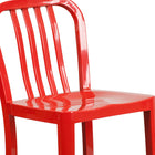 Flash Furniture Commercial Grade 24" High Metal Indoor-Outdoor Counter Height Stool with Vertical Slat Back - Red - 2 Pack-Galvanized Steel Construction