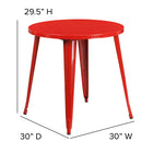Flash Furniture 30" Round Red Metal Indoor-Outdoor Table-Top Size: 30" Round