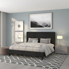 Flash Furniture Roxbury King Size Tufted Upholstered Platform Bed - Black Fabric-15 Wood Support Slats