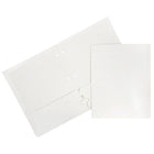 JAM Paper Glossy 2 Pocket 3 Hole Punched Folders, White, 50 Pack-White Glossy Cardstock Folders